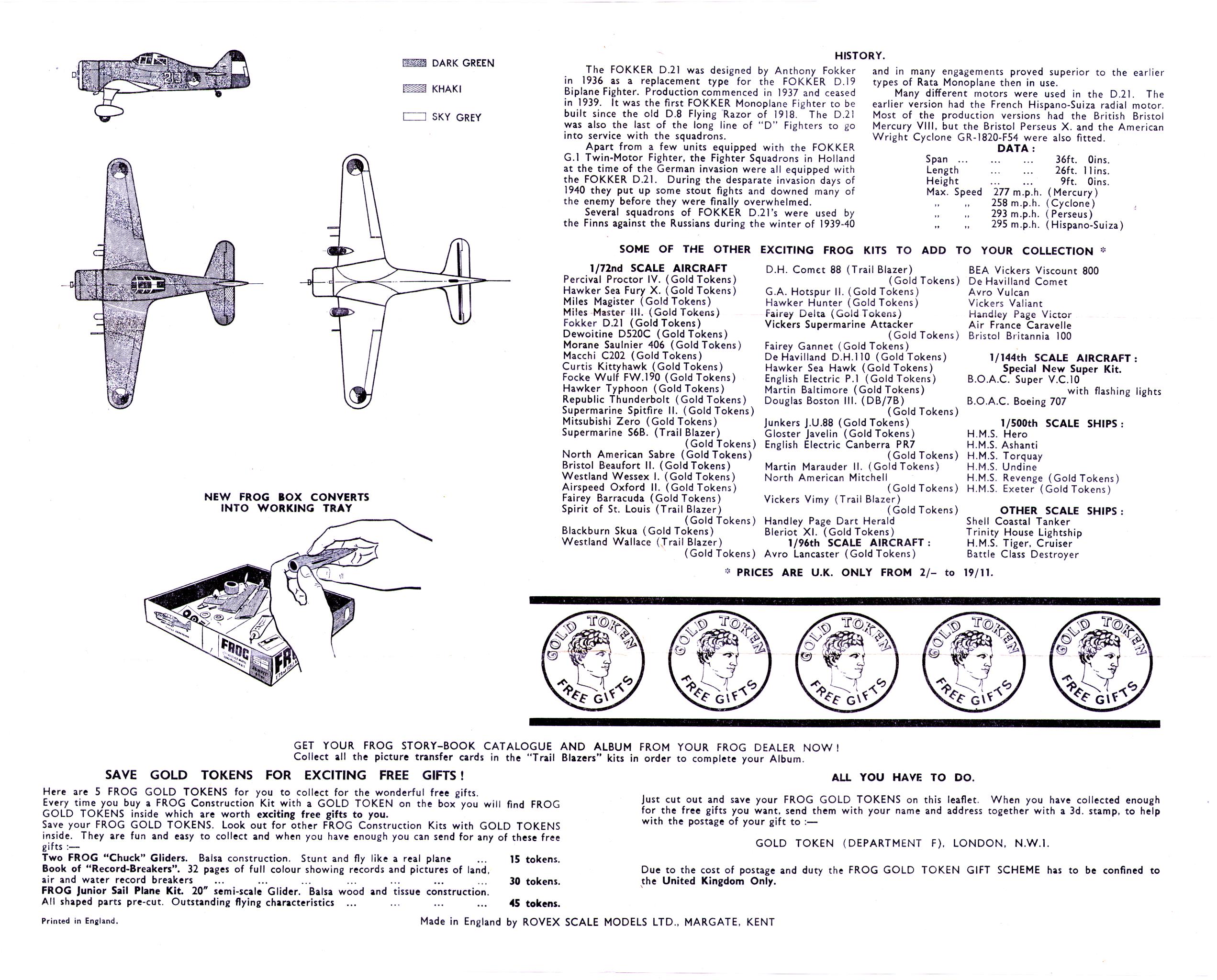 Сборочная инструкция FROG Blue series F156 Fokker D21